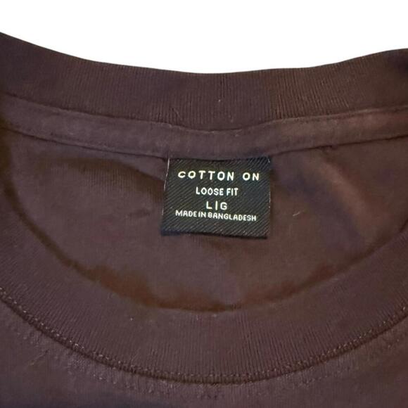 Cotton On Loose Fit Pocket Tee Brown Embroidered Crest T-Shirt Men’s Large - Picture 3 of 4